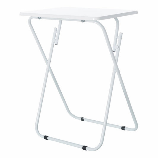 Mesita Auxiliar Plegable de Metal y Madera DM Blanca de 48x38x66 cm