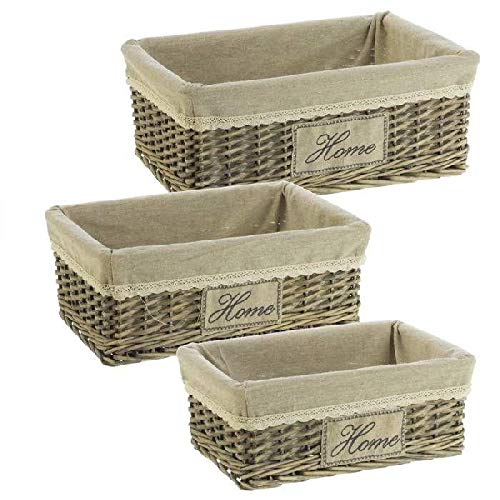 Juego 3 Mimbre Home Cestas de Regalo Muebles Pegatinas Decoración del hogar Unisex Adulto, Color, G:42X31X16|M:37X27X14|P:32X22X12 CM