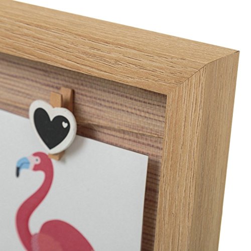 Portafotos con Pinzas Madera Natural para 4 Fotos 10x15cm