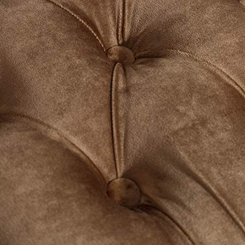 Banqueta capitoné tapizada de Terciopelo y de Madera clásica marrón de 99x38x40 cm