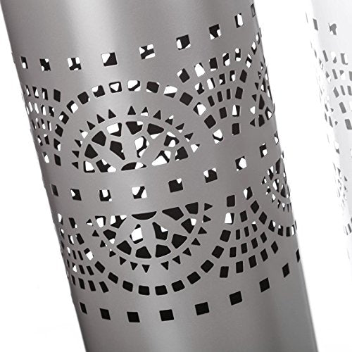 Paragüero diseño moderno metal 19,50 x 19,50 x 49 cm blanco y gris. (Gris)