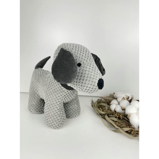 Sujetapuertas tope puerta peluche perro gris 31x23x13 cm