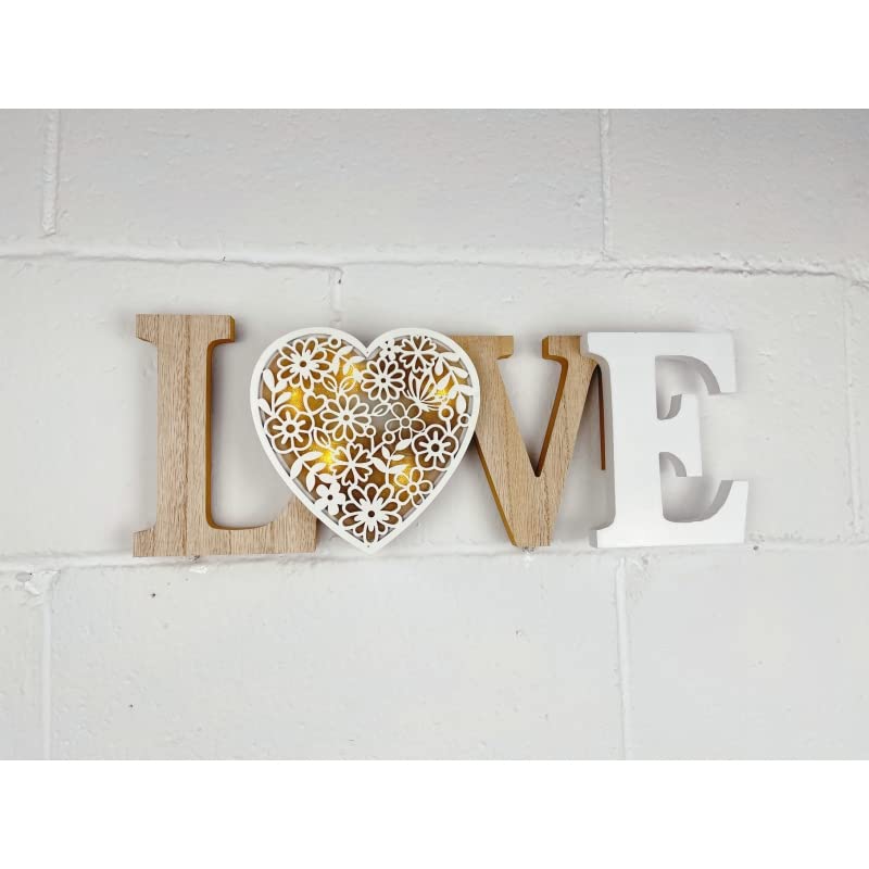 Letras Decoración Cartel Colgador Led para Pared o Sobremesa Madera Estilo nordico