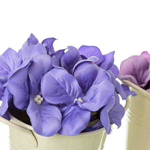 Set 6 Planta Hortensia Poliester en Maceta de Metal