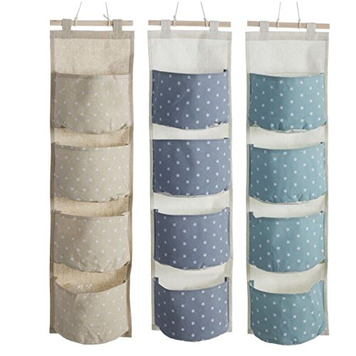 Organizador colgante 4 bols colores estrellas ideal para piso moderno (Verde)