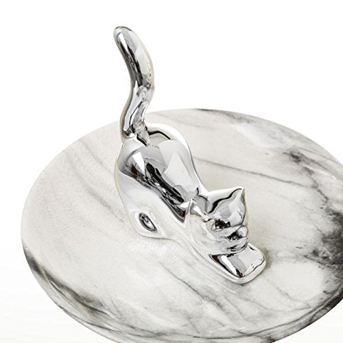 Plato joyero plata gato y elefante stoneware - Set 2 pieza