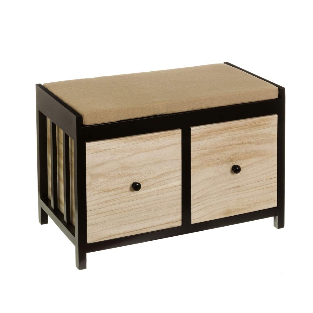 Banqueta pie de Cama de Madera Natural Moderna Negra de 42x34x64 cm