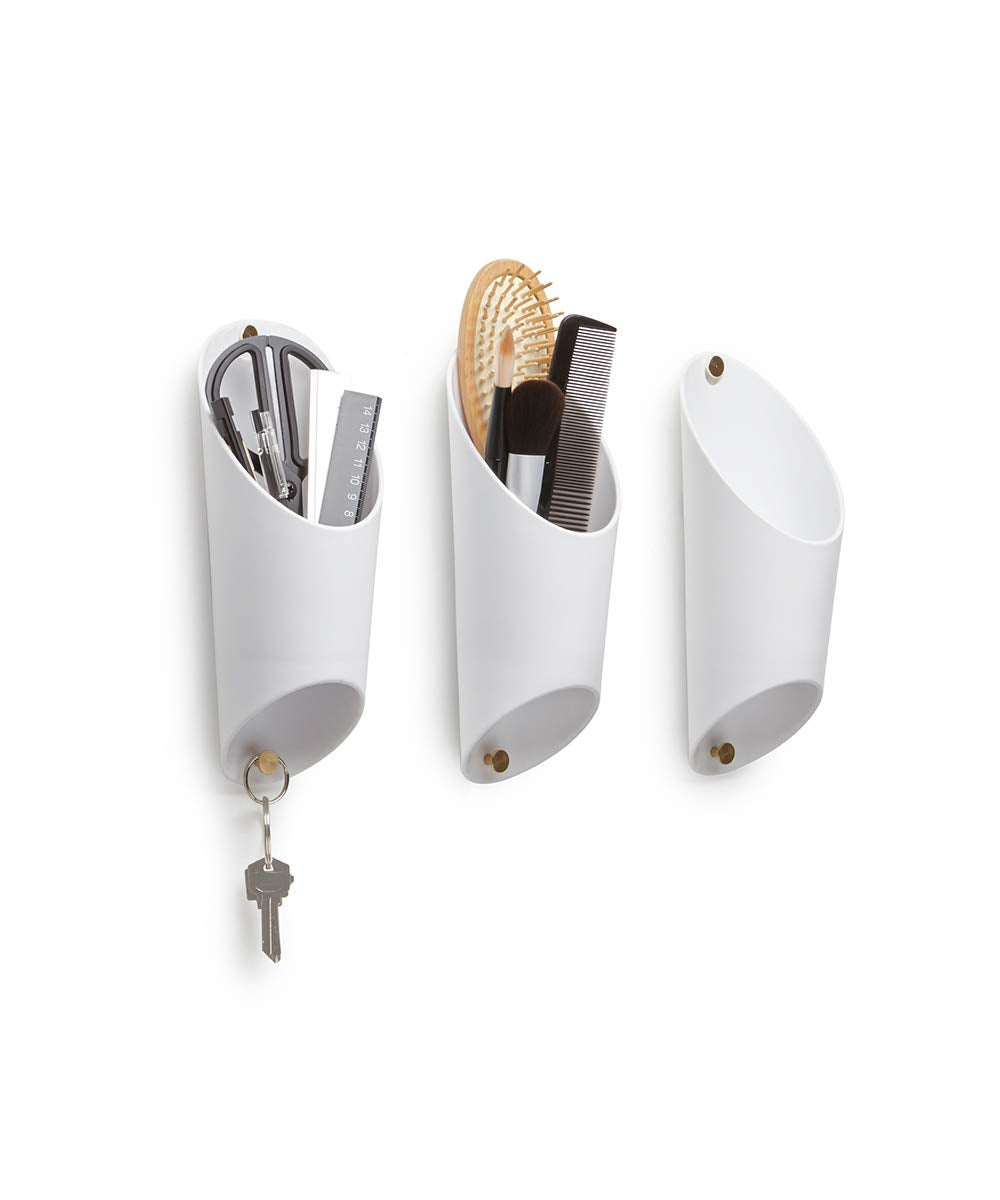 Floralink Recipientes multifuncionales de pared, Polipropileno, Blanco