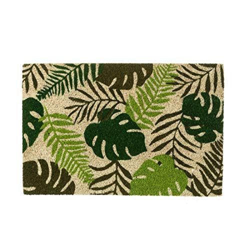 Felpudo de Hojas Verde de Fibra de Coco étnico para la Entrada de 60x40 cm Sol Naciente