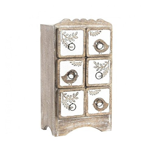 Joyero Madera Tallada pajaros 21x14x38 cm