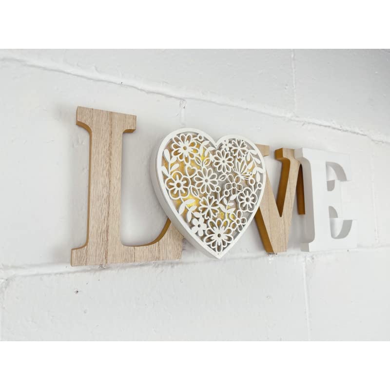Letras Decoración Cartel Colgador Led para Pared o Sobremesa Madera Estilo nordico