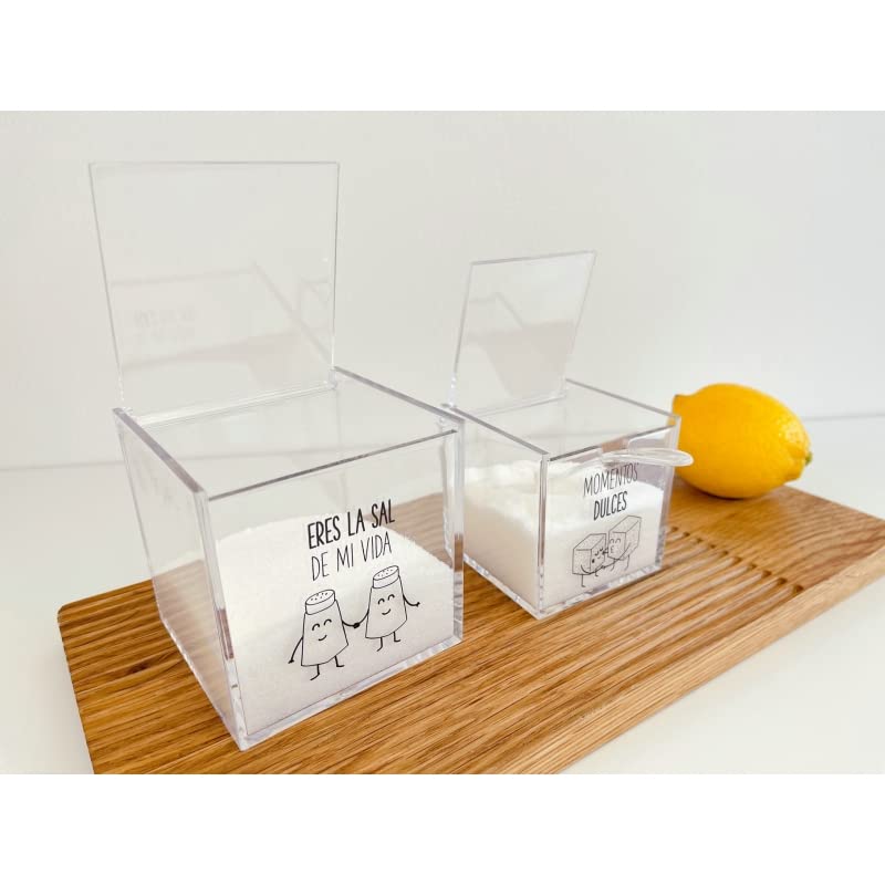 Azucarero y salero doble con cuchara ACRILICO