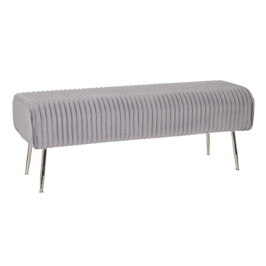 Banqueta pie de Cama de Tela y Metal de 129x45x48 cm (Gris)