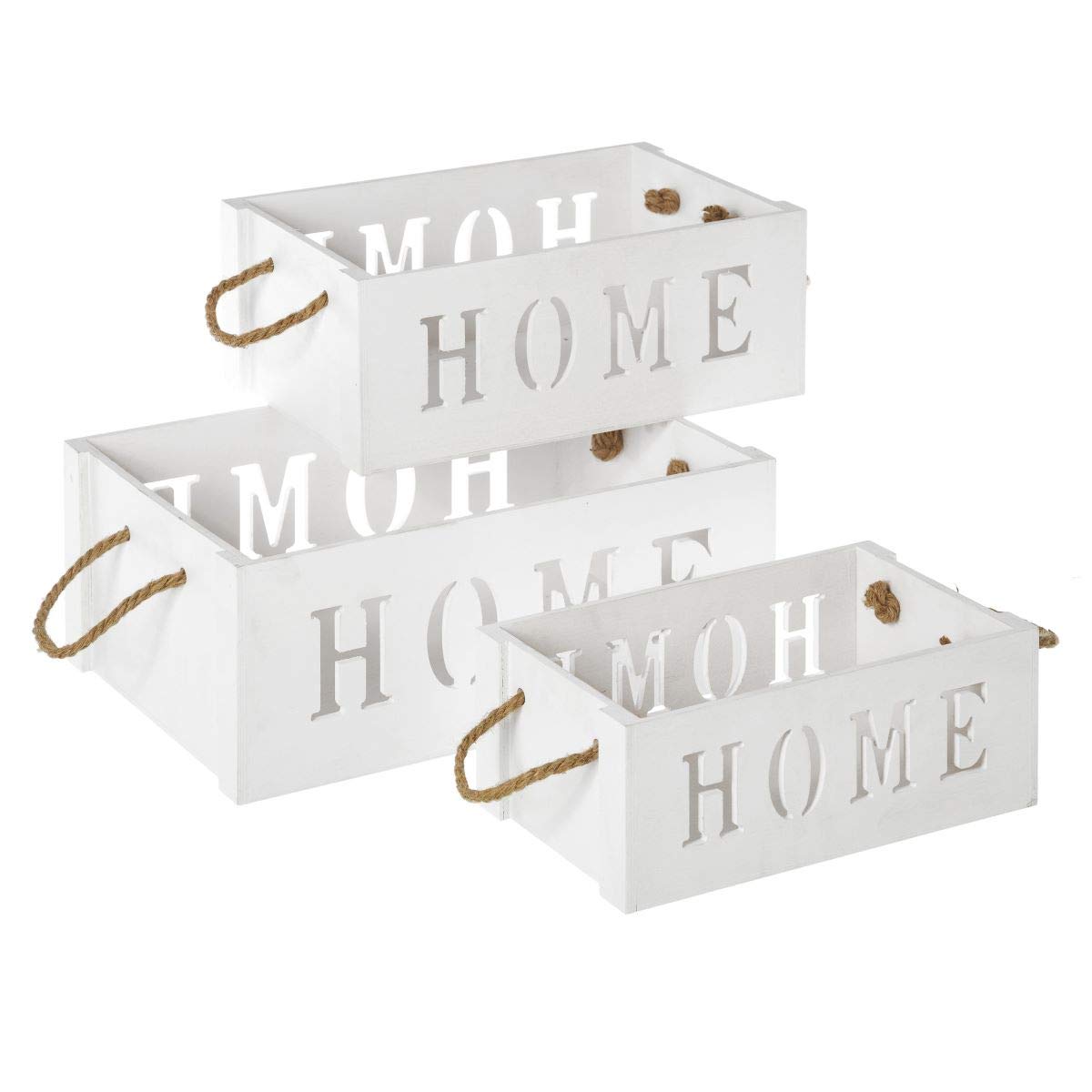 Set 3 Cajas Multiusos Blanco contrachapado de Madera para salón France