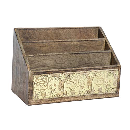 Organizador Cartas de Madera Mango Tallada decape Elefante