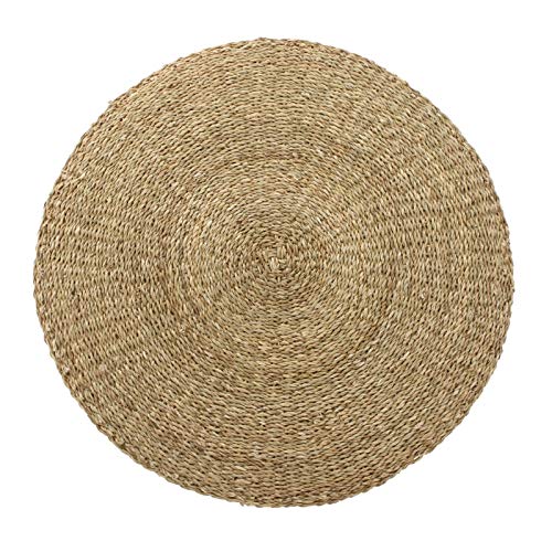 Alfombra Redonda de Fibra Natural Beige rústica para Dormitorio de 90 cm France