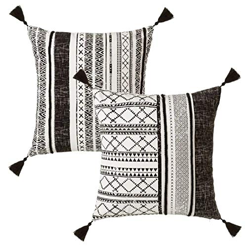 Juego de 2 Cojines Bono Negro Blanco 45x45 cm