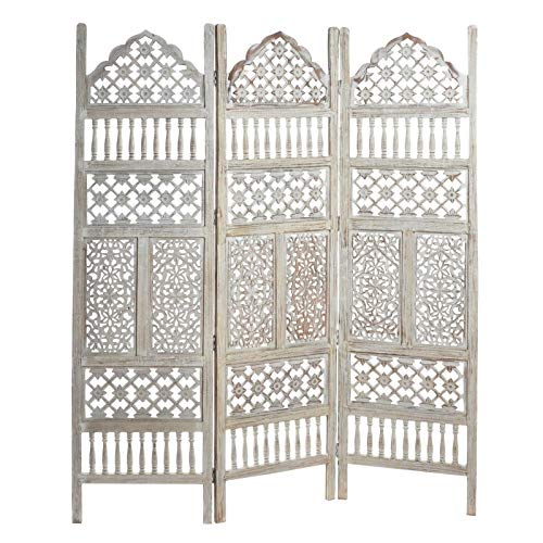 151715 Biombo Plegable de Madera Mango 3 Paneles decape 150x180 cm, 150 x 180 cm