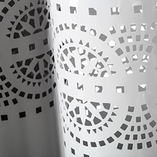 Paragüero diseño moderno metal 19,50 x 19,50 x 49 cm blanco y gris. (Gris)