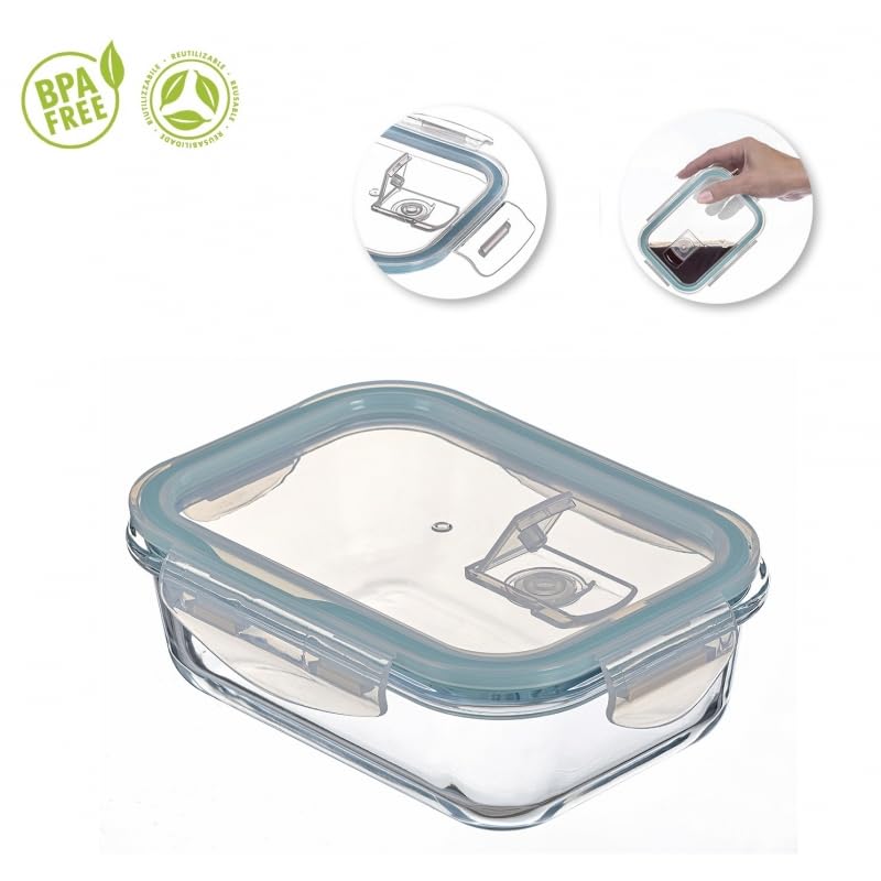 DAMDAM GO - Set de 3 fiambreras de Cristal con Tapa - herméticos antifugas para Horno microondas congelador y lavavajillas