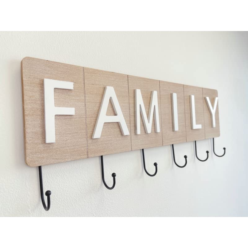 Perchero Pared de Madera Metal 6 colgadores Family