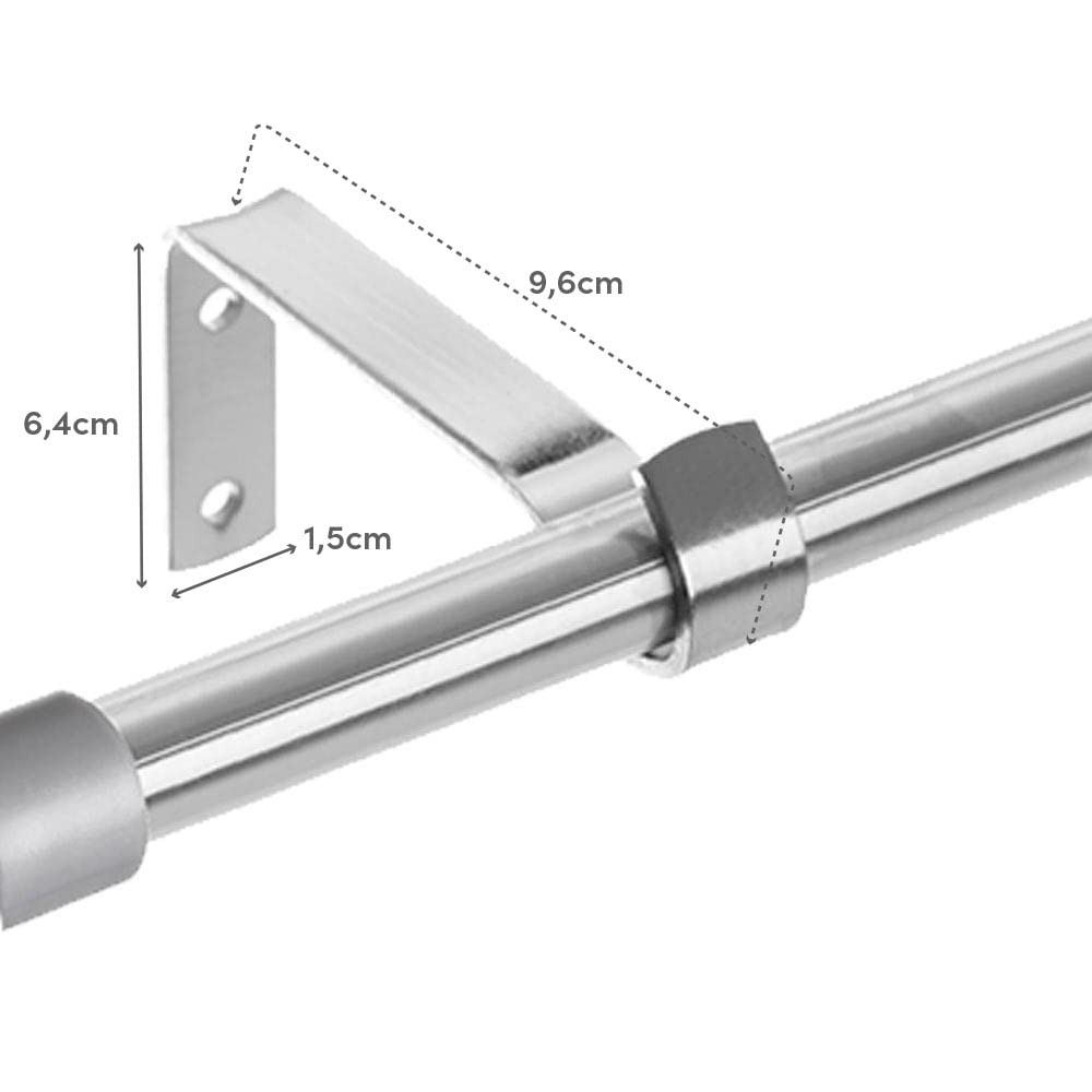 Barra Cortina Extensible Plateada de Acero de 120 a 210 cm - LOLAhome