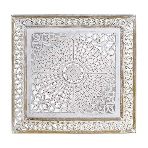 Mural Decoracion Pared Madera Tallado a Mano 60x7x60 cm