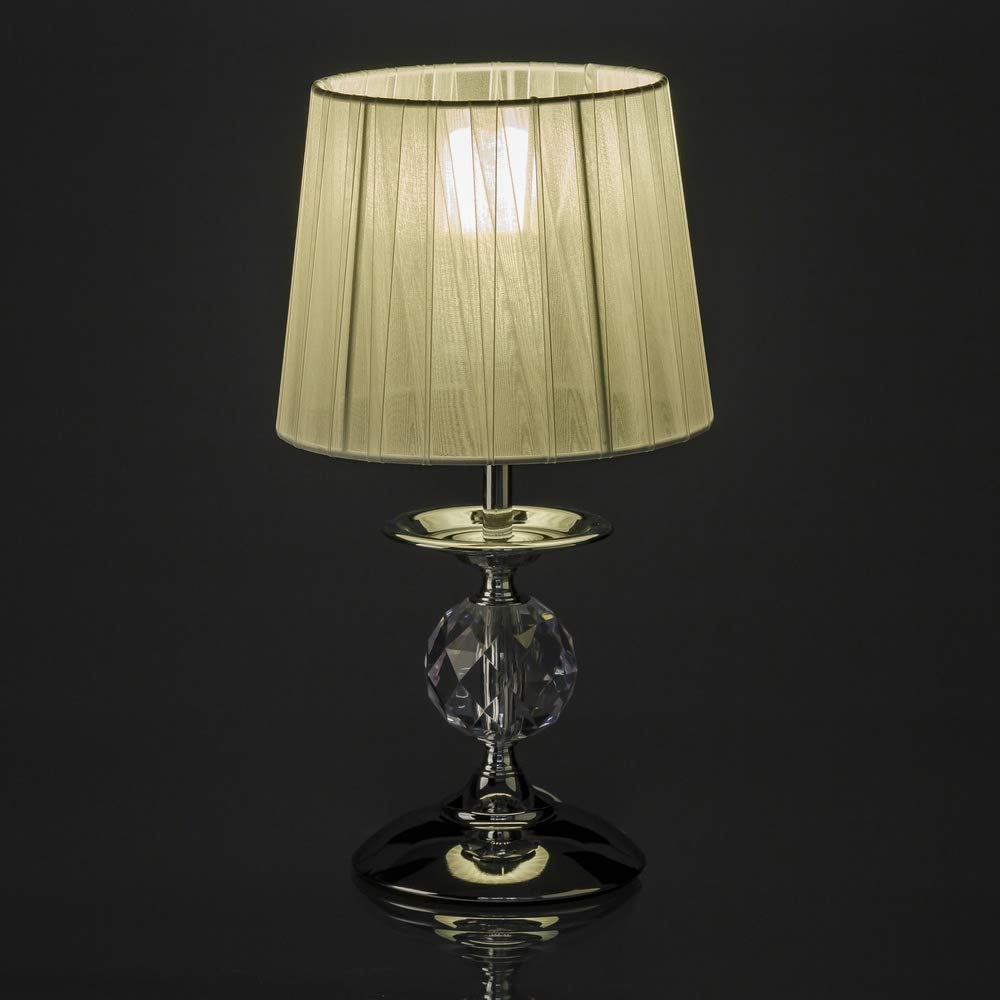 Lámpara de mesita de Noche Moderna Plateada de Metal para Dormitorio, 17.5x17.5x31 cm