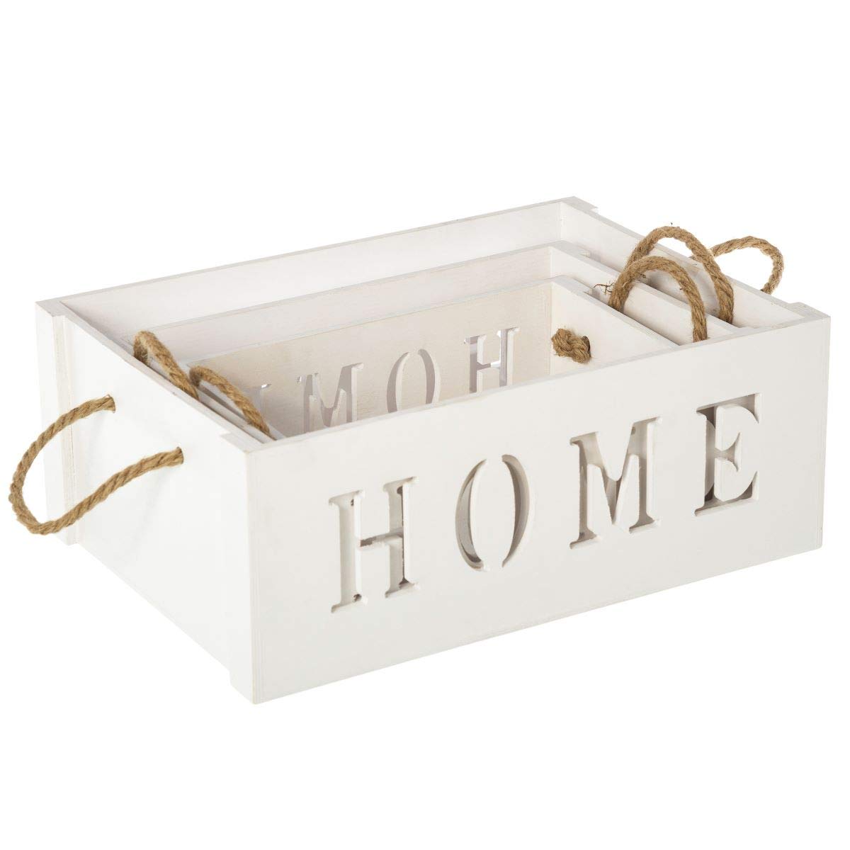 Set 3 Cajas Multiusos Blanco contrachapado de Madera para salón France