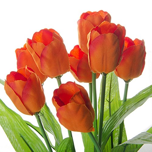 Pack 3 Planta tulipan poliester en maceta de madera .