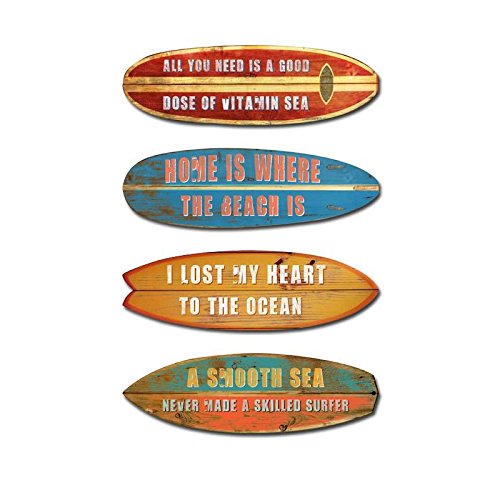 Decoracion Cuadro Madera Surf 15x48 cm (Set 4 Cuadro)