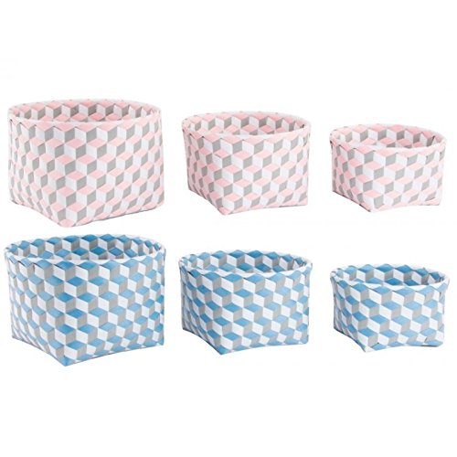 Juego de 3 cestas ordenacion redondos color pastel . - Azul