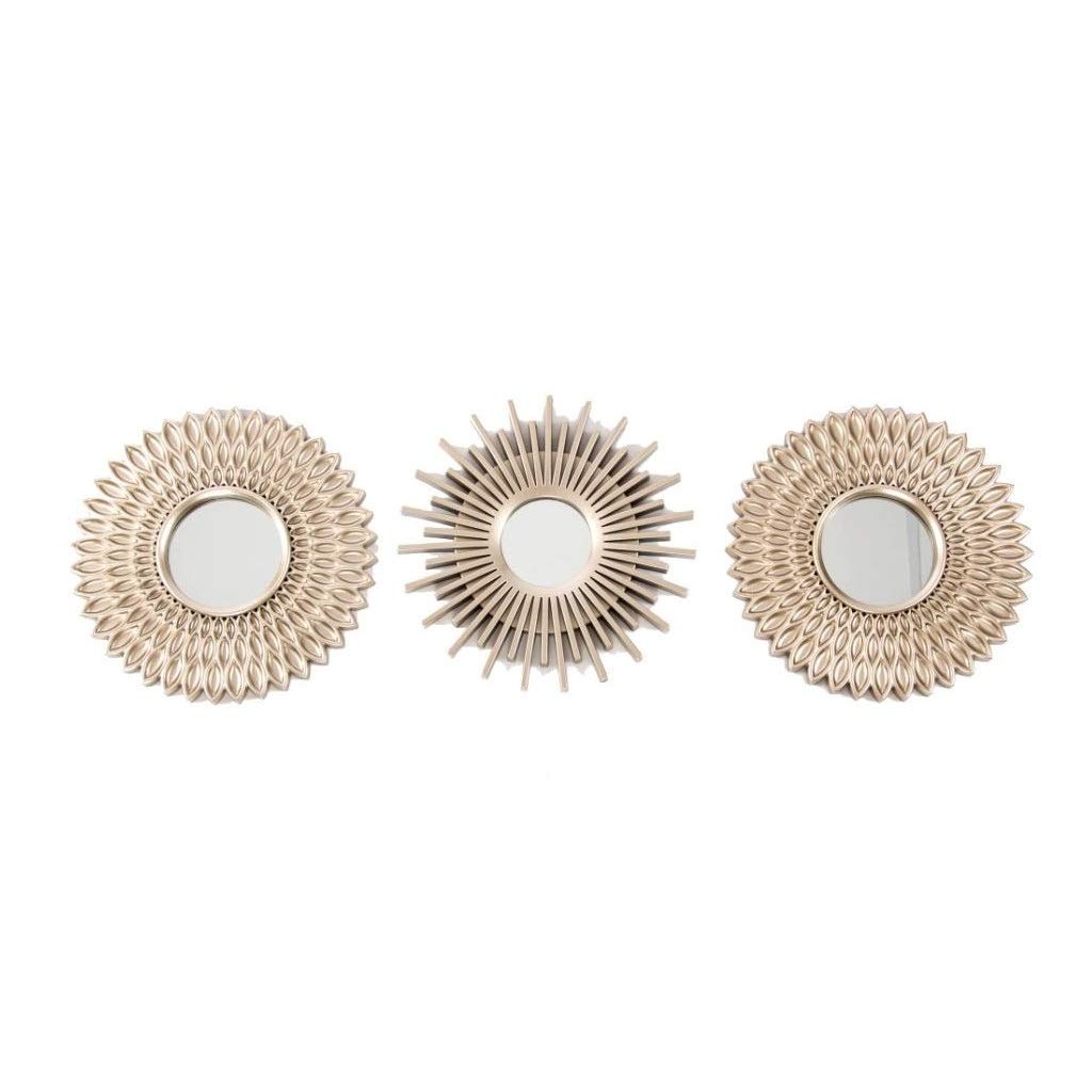 Juego de 3 Espejos Pared Decorativos Dorado