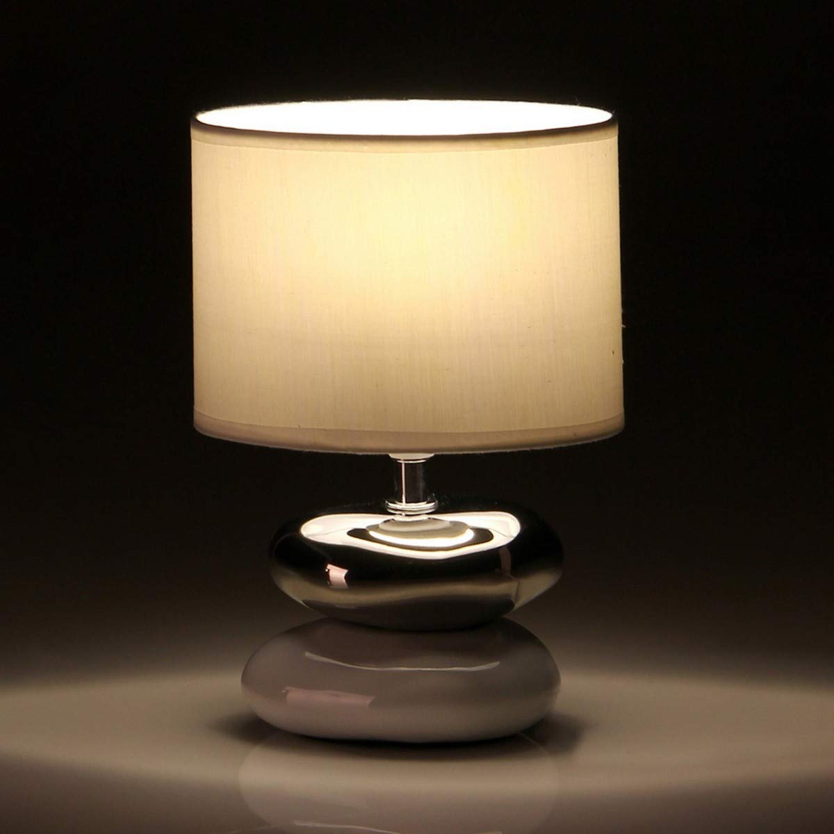 Lámpara para mesita de noche oriental blanca de cerámica para dormitorio Fantasy-blanca