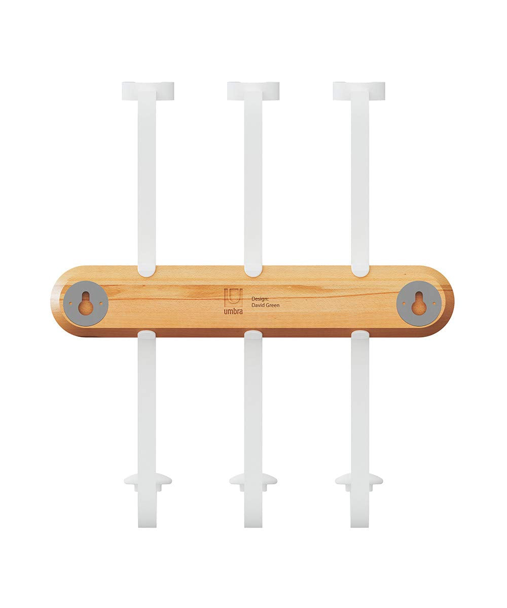 Botellero (Madera de Haya, 26,6 x 8,5 x 29,8 cm), Color Blanco y Natural