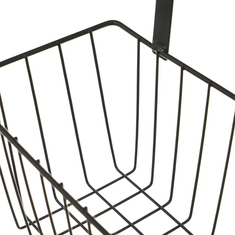 Cesta Colgante con Rejilla Negra de Metal de 28x12x22 cm