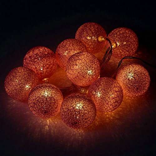 Pack 3 Guirnalda Luz led 10 Bolas Algodon romantico Colores, Blanco, Rosa, Azul