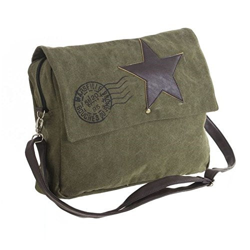 Bolsa estrella cuero verde 40x10x30 cm .