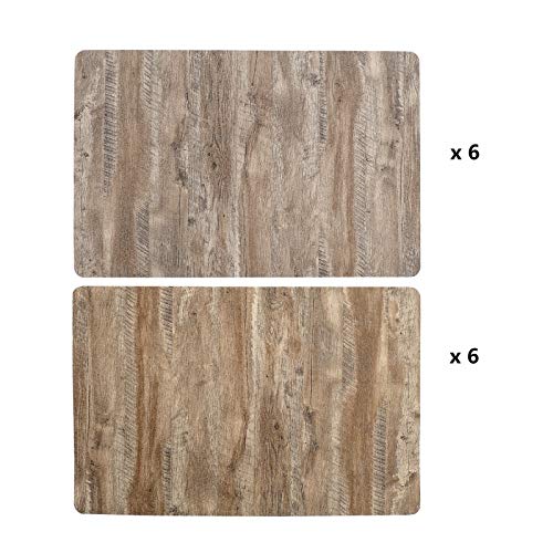 Juego de 12 Individuales Efecto Madera Relieve 2 Color Surtido