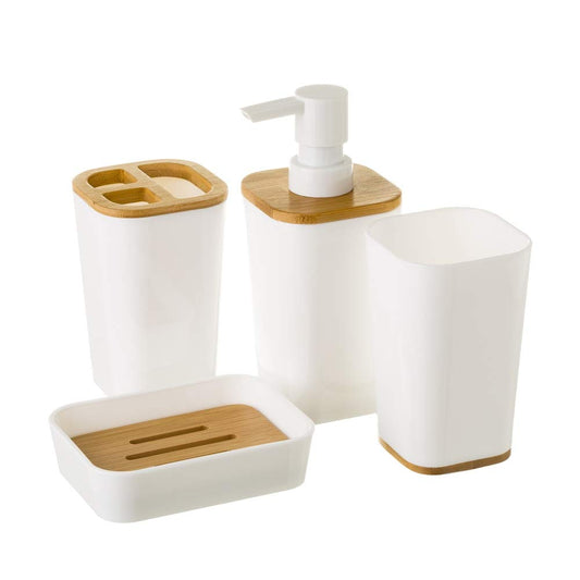 Dispensador y portacepillos de baño Blanco de plástico nórdico para Cuarto de baño Vitta