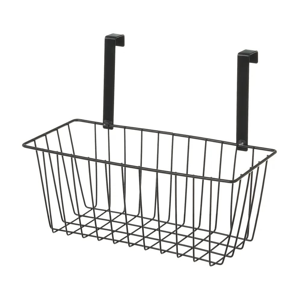Cesta Colgante con Rejilla Negra de Metal de 28x12x22 cm