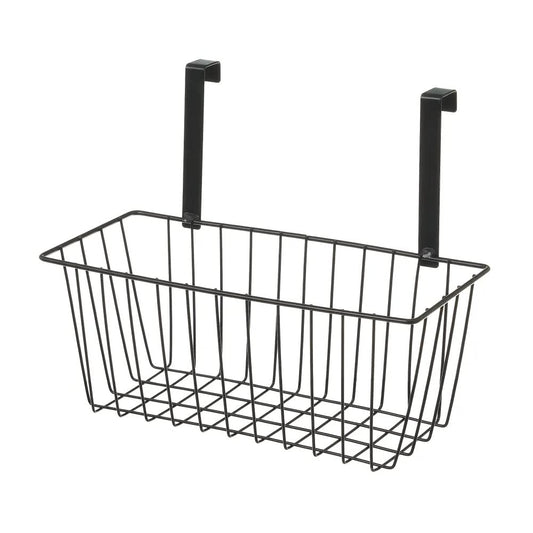 Cesta Colgante con Rejilla Negra de Metal de 28x12x22 cm