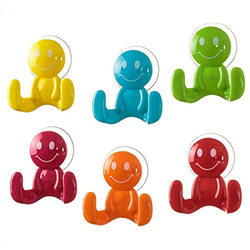 Pack de 6 Perchas Ventosa Smile Colores poliestireno