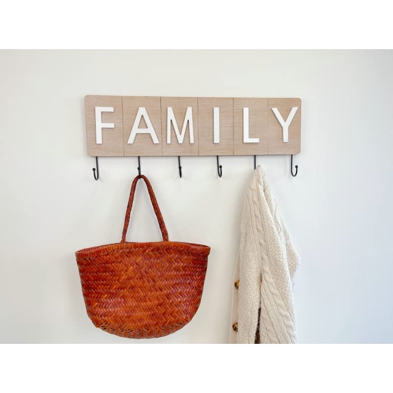 Perchero Pared de Madera Metal 6 colgadores Family
