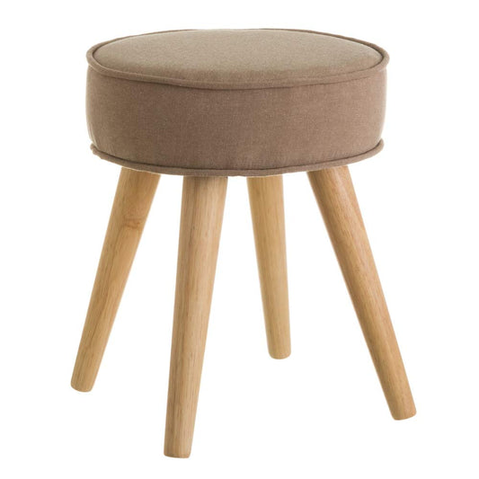 Taburete tapizado nórdico Beige de Madera de 41x34x34 cm