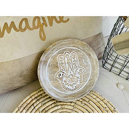 Bandeja vaciabolsillos de Madera Mango Tallado Mano Fatima