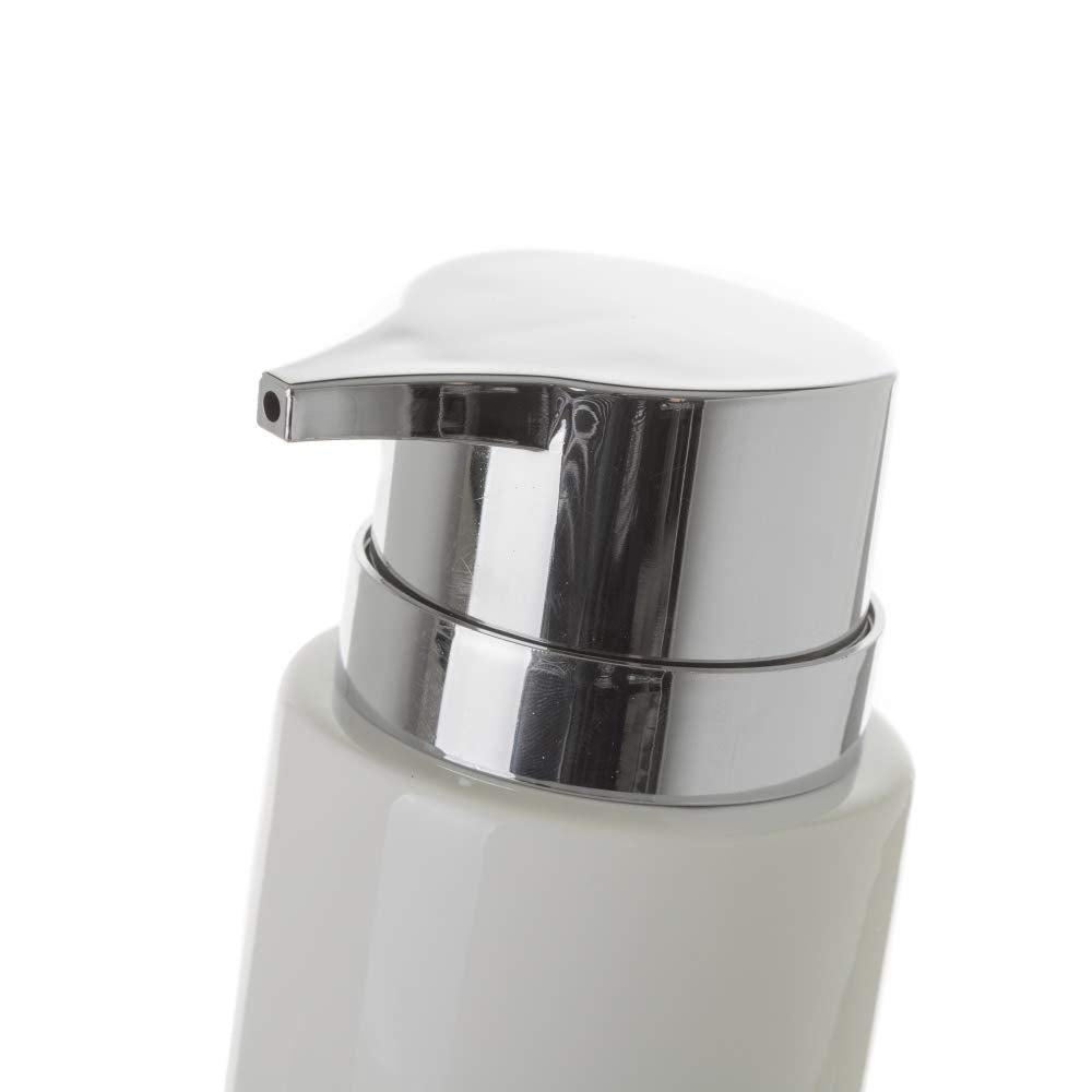 Juego de dispensador y portacepillos de baño de cerámica nórdico Blanco