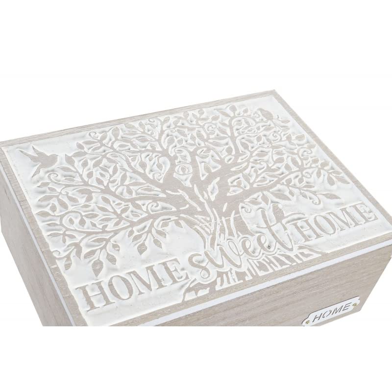 Mural Tallado Natural Blanco de Madera Home Sweet Home, Arbol de la Vida para Decoracion