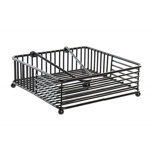 Servilletero geométrico Negro de Metal de 18x18x6 cm