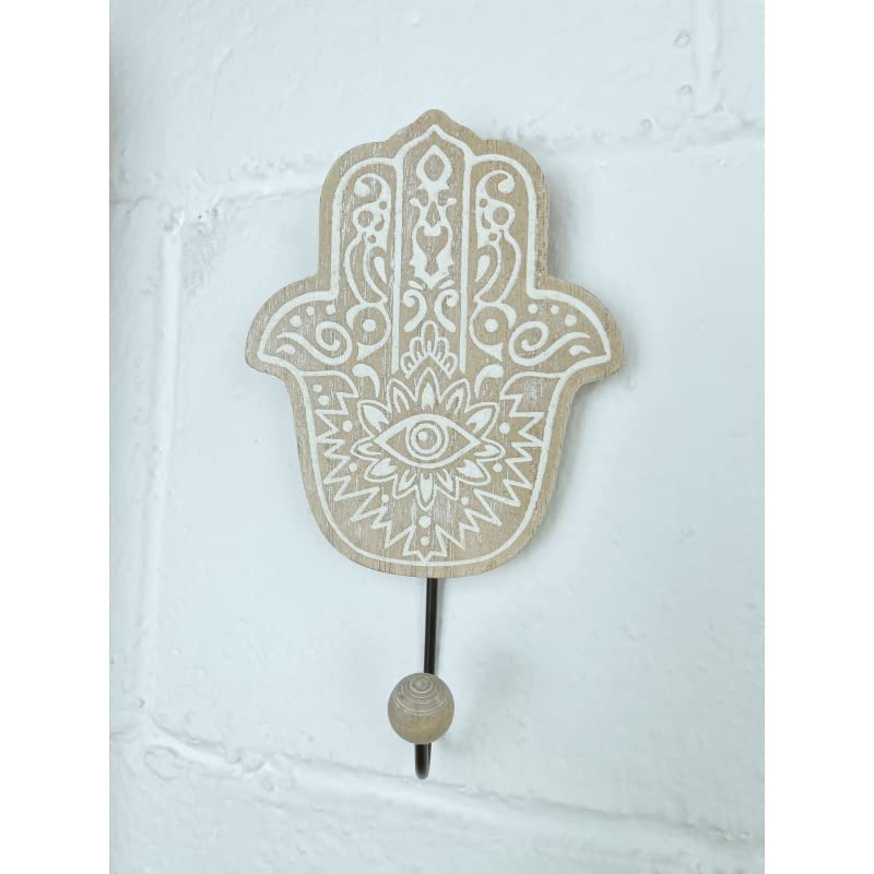 Perchero de Pared Madera de 3 Colgantes Mano Fatima